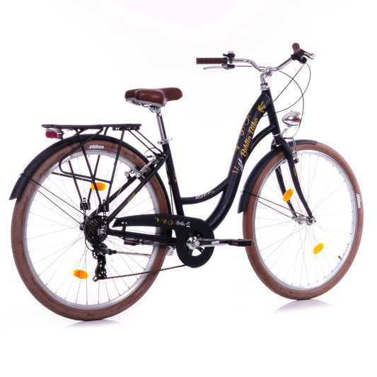 Berlin Bike Bella2 City Bike 28 Inch, Zoll schwarz 45grad rueckansicht 1080x1080