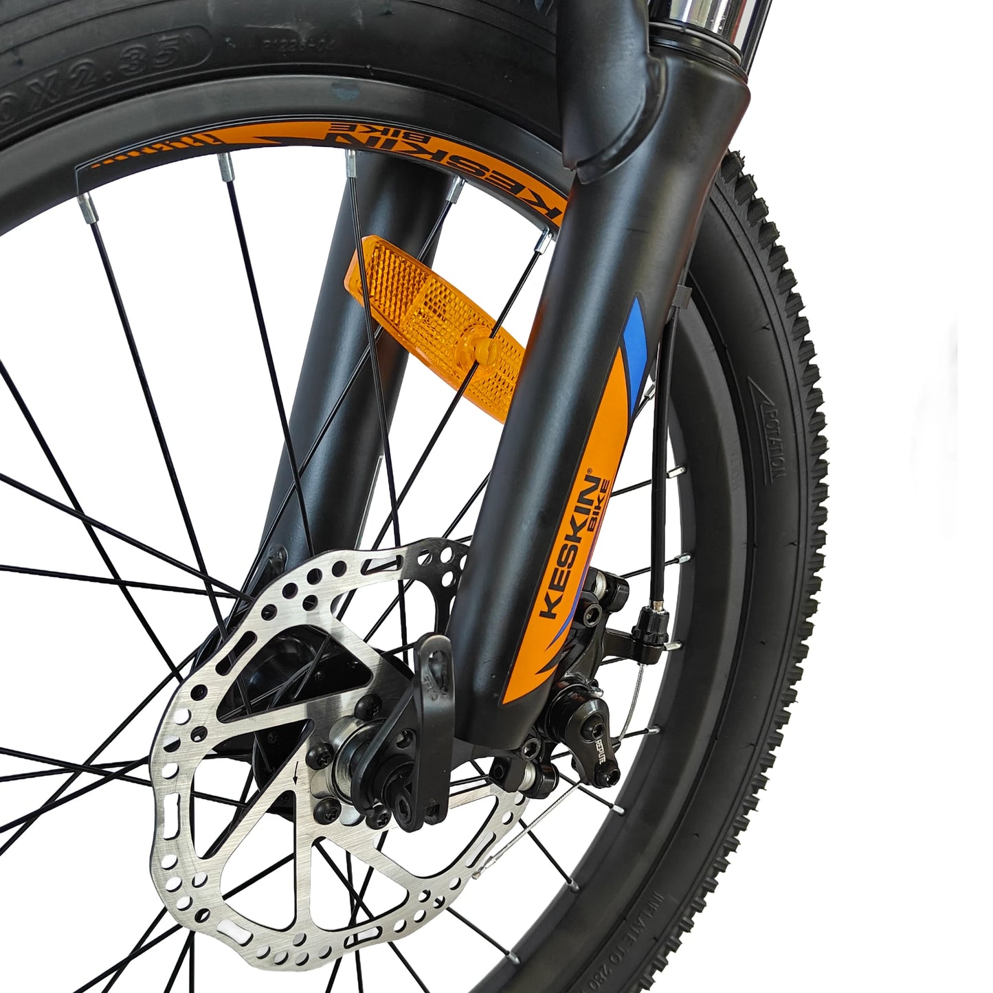 Keskin EBike MTB1 Kids Mountain Bike 20 Inch, Zoll orange vorne diskbremse ansicht 1080x1080
