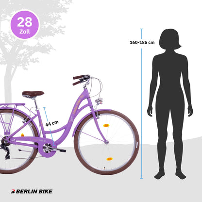Berlin Bike Bella2 City Bike 28 Inch, Zoll lila groessenempfehlung 160 185cm 1080x1080
