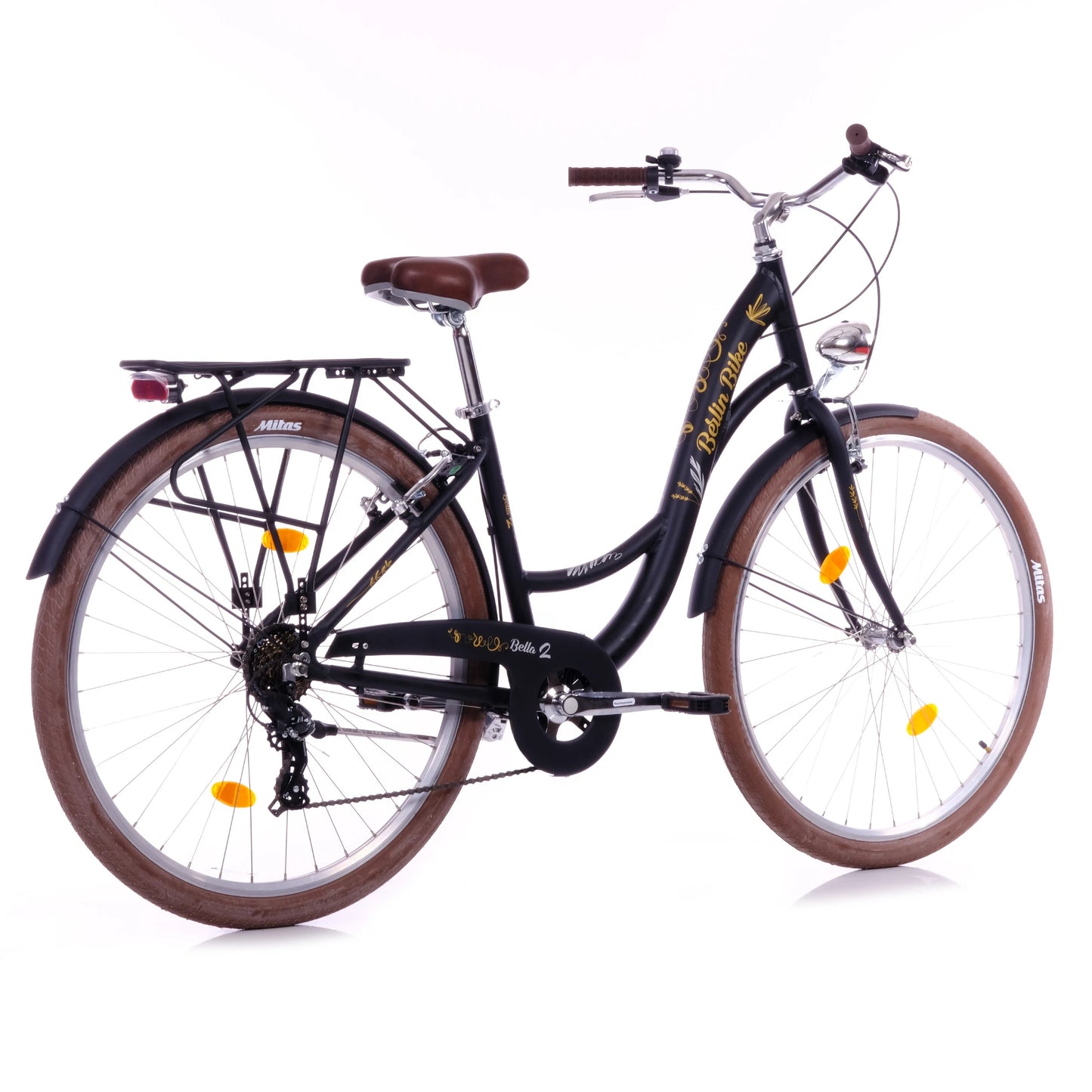 Berlin Bike Bella2 City Bike 28 Inch, Zoll schwarz 45grad rueckansicht 1080x1080