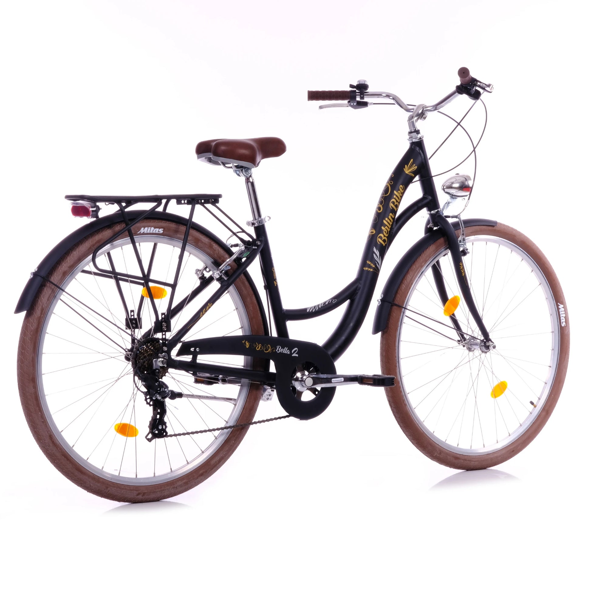 Berlin Bike Bella2 City Bike 28 Inch, Zoll schwarz 45grad rueckansicht 1080x1080