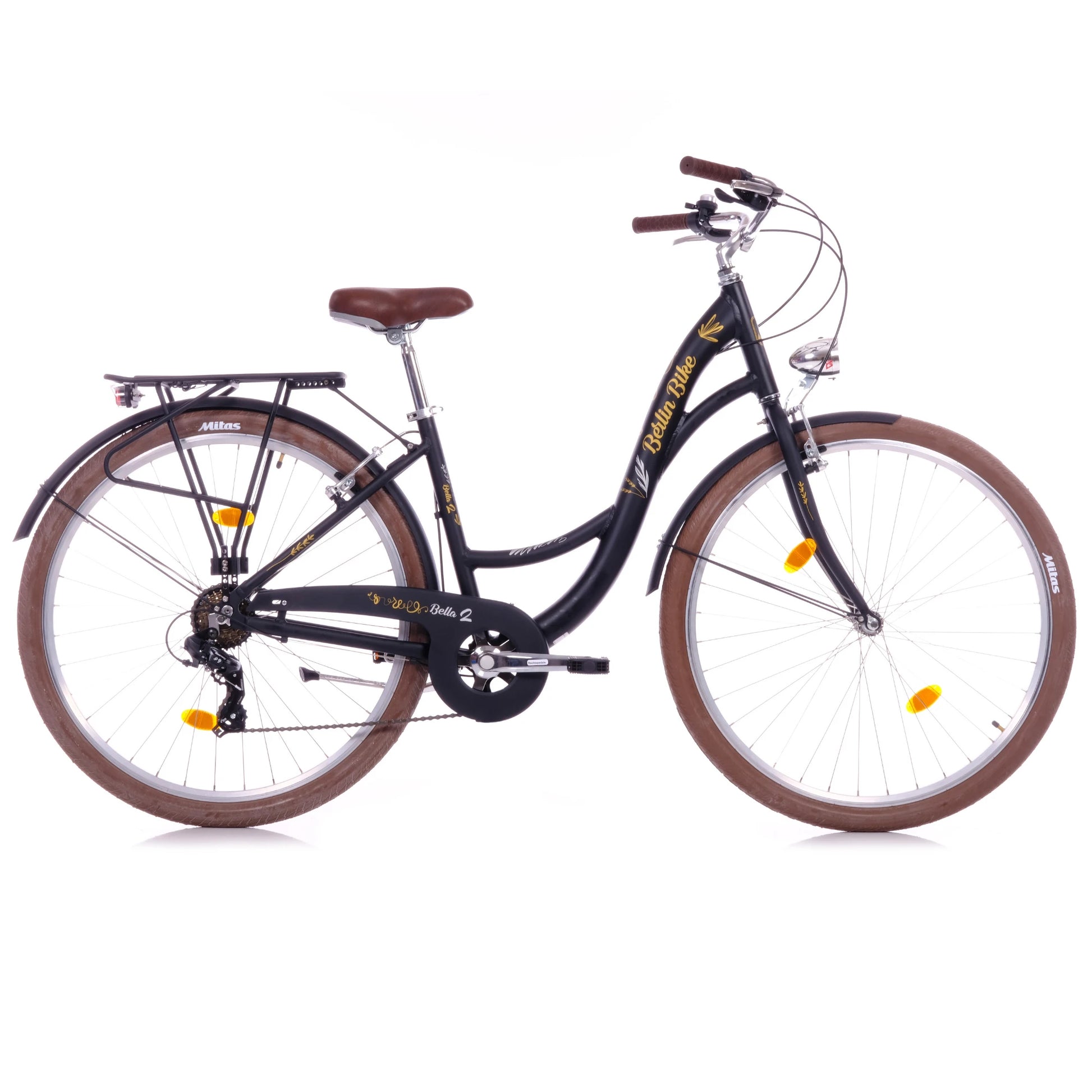 Berlin Bike Bella2 City Bike 28 Inch, Zoll schwarz 45grad seitenansicht 1080x1080