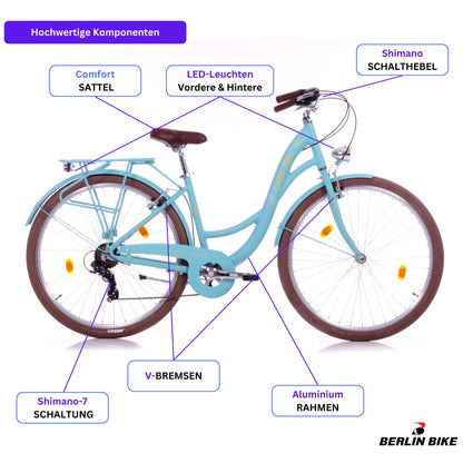 Berlin Bike Bella2 City Bike 28 Inch, Zoll tuerkis hochwertige fahrradteile schema 1080x1080
