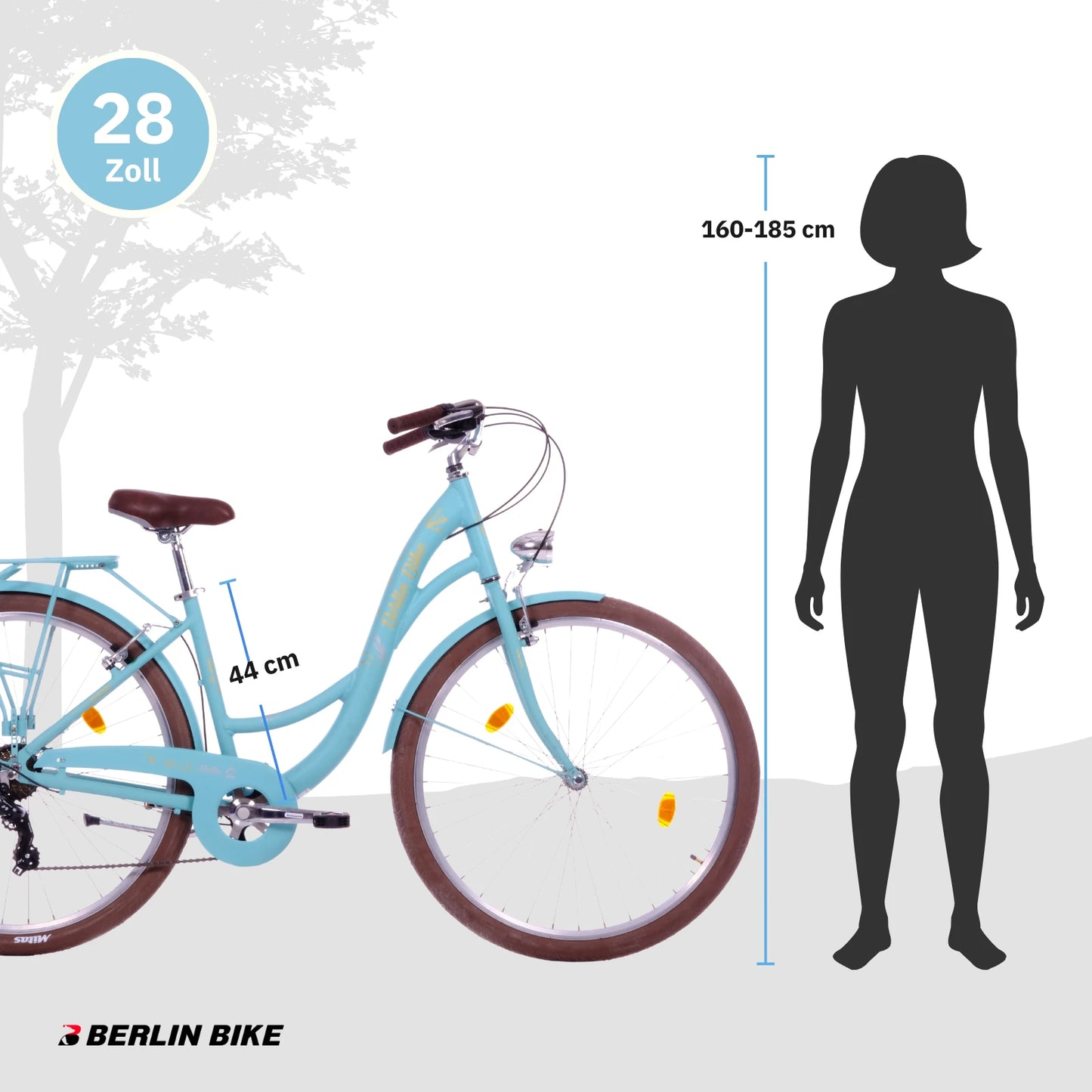 Berlin Bike Bella2 City Bike 28 Inch, Zoll turkis groessenempfehlung 160 185cm 1080x1080