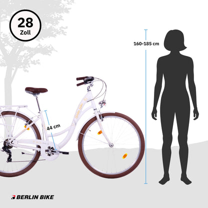 Berlin Bike Bella2 City Bike 28 Inch, Zoll weiss groessenempfehlung 160 185cm 1080x1080