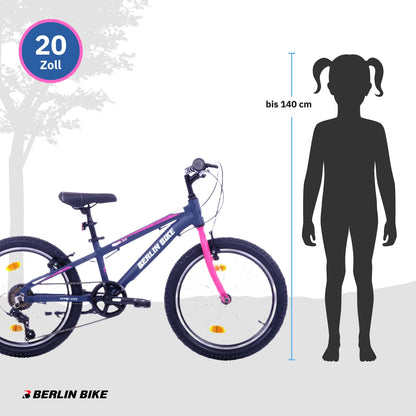 Berlin Bike Grizz Kinderfahrrad 20 Zoll, Rosa groessenempfehlung bis 140cm 1080x1080