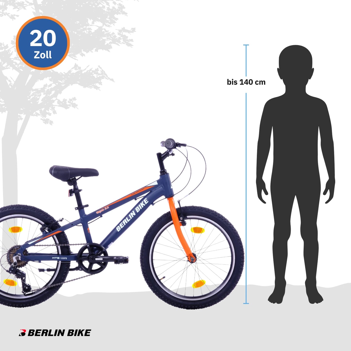 Berlin Bike Grizz Kinderfahrrad 20 Zoll, Orange groessenempfehlung bis 140cm