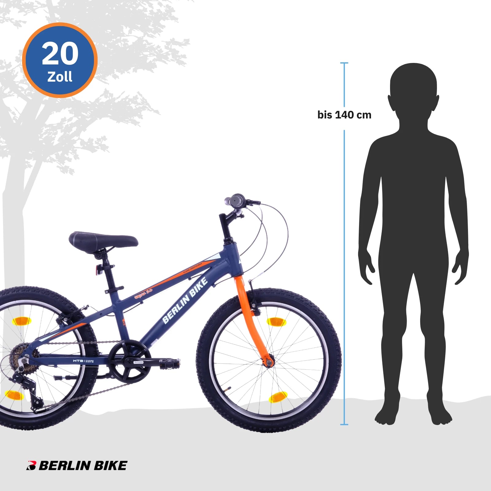 Berlin Bike Grizz Kinderfahrrad 20 Zoll, Orange groessenempfehlung bis 140cm