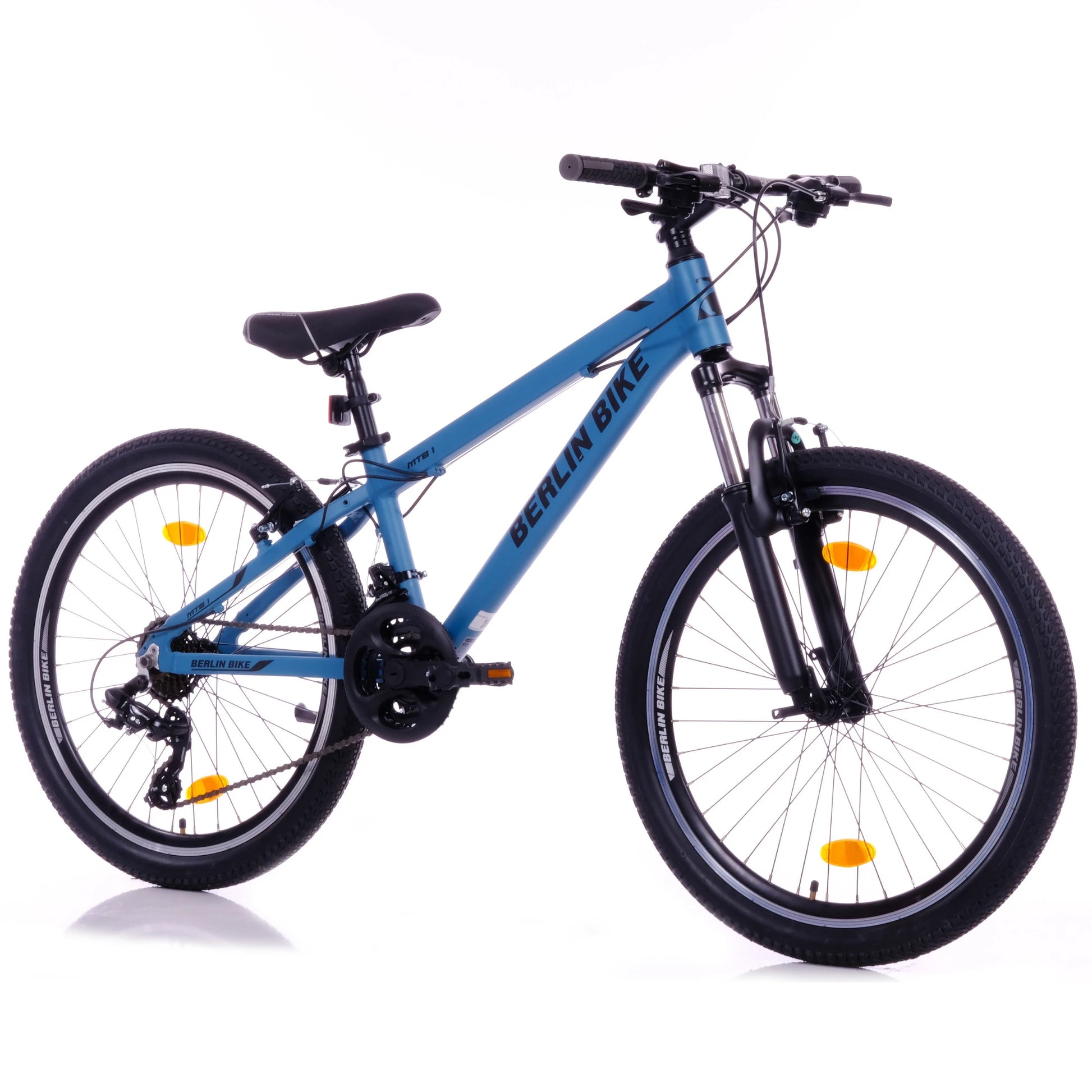 Berlin Bike MTB1 Youth Mountain Bike 24 Inch, Zoll blau 45grad frontansicht 1080x1080