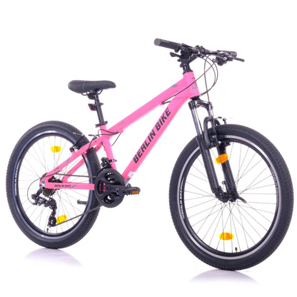 Berlin Bike MTB1 Youth Mountain Bike 24 Inch, Zoll rosa 45grad frontansicht 1080x1080