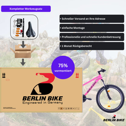 Berlin Bike MTB1 Youth Mountain Bike 24 Inch, Zoll rosa 75 prozent vormontiert einfache montage 1080x1080