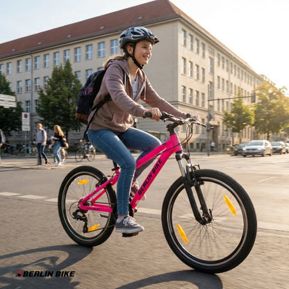 Berlin Bike MTB1 Youth Mountain Bike 24 Inch, Zoll rosa lifestyle maedchen geht zur schule 1080x1080
