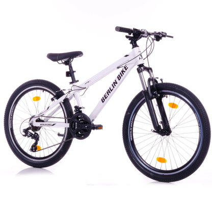 Berlin Bike MTB1 Youth Mountain Bike 24 Inch, Zoll weiss 45grad frontansicht 1080x1080
