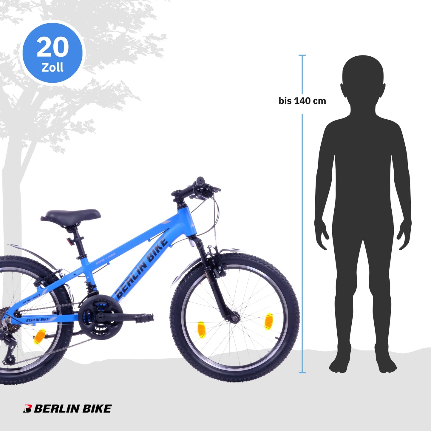 Berlin Bike MTB1 Kids Mountain Bike 20 Inch, Blau groessenempfehlung bis 140cm 1080x1080