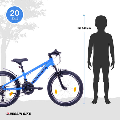 Berlin Bike MTB1 Kids Mountain Bike 20 Inch, Blau groessenempfehlung bis 140cm 1080x1080