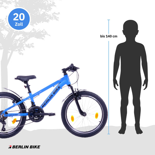 Berlin Bike MTB1 Kids Mountain Bike 20 Inch, Blau groessenempfehlung bis 140cm 1080x1080