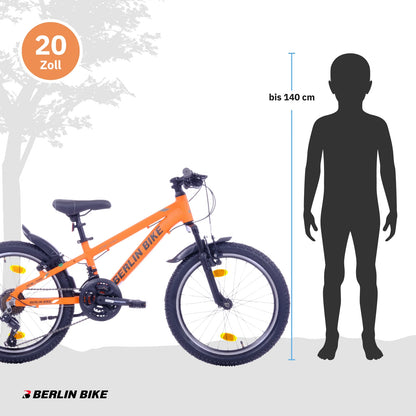 Berlin Bike MTB1 Kids Mountain Bike 20 Inch, Orange groessenempfehlung bis 140cm 1080x1080