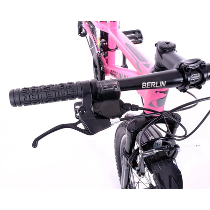 Berlin Bike MTB1 Kids Mountain Bike 20 Inch, Zoll rosa bremshebel und schaltgriff am lenker rechts detail 1080x1080