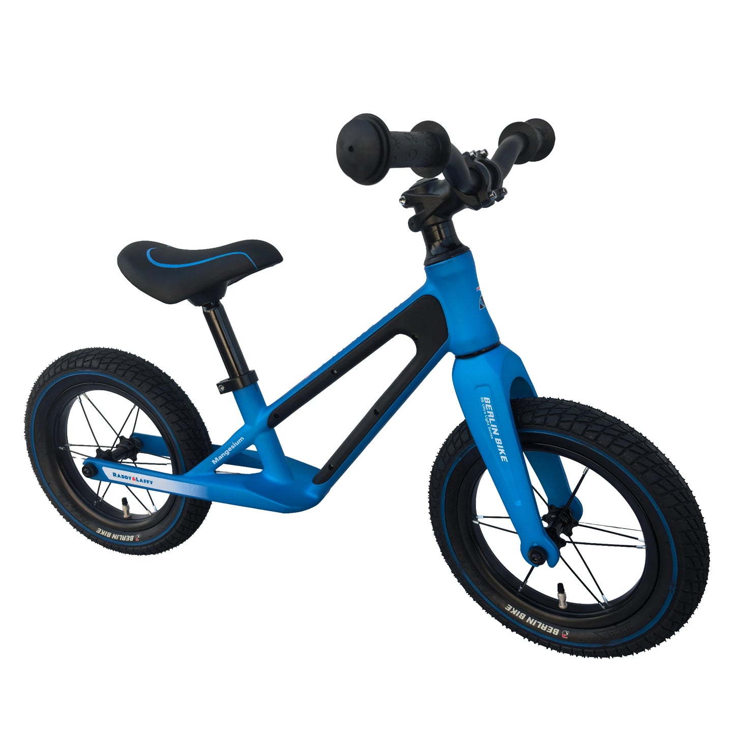 Berlin Bike Raddy Laffy Balance Bike 12 Inch, 12zoll blau magnesium superleicht 45grad frontansicht 1080x1080
