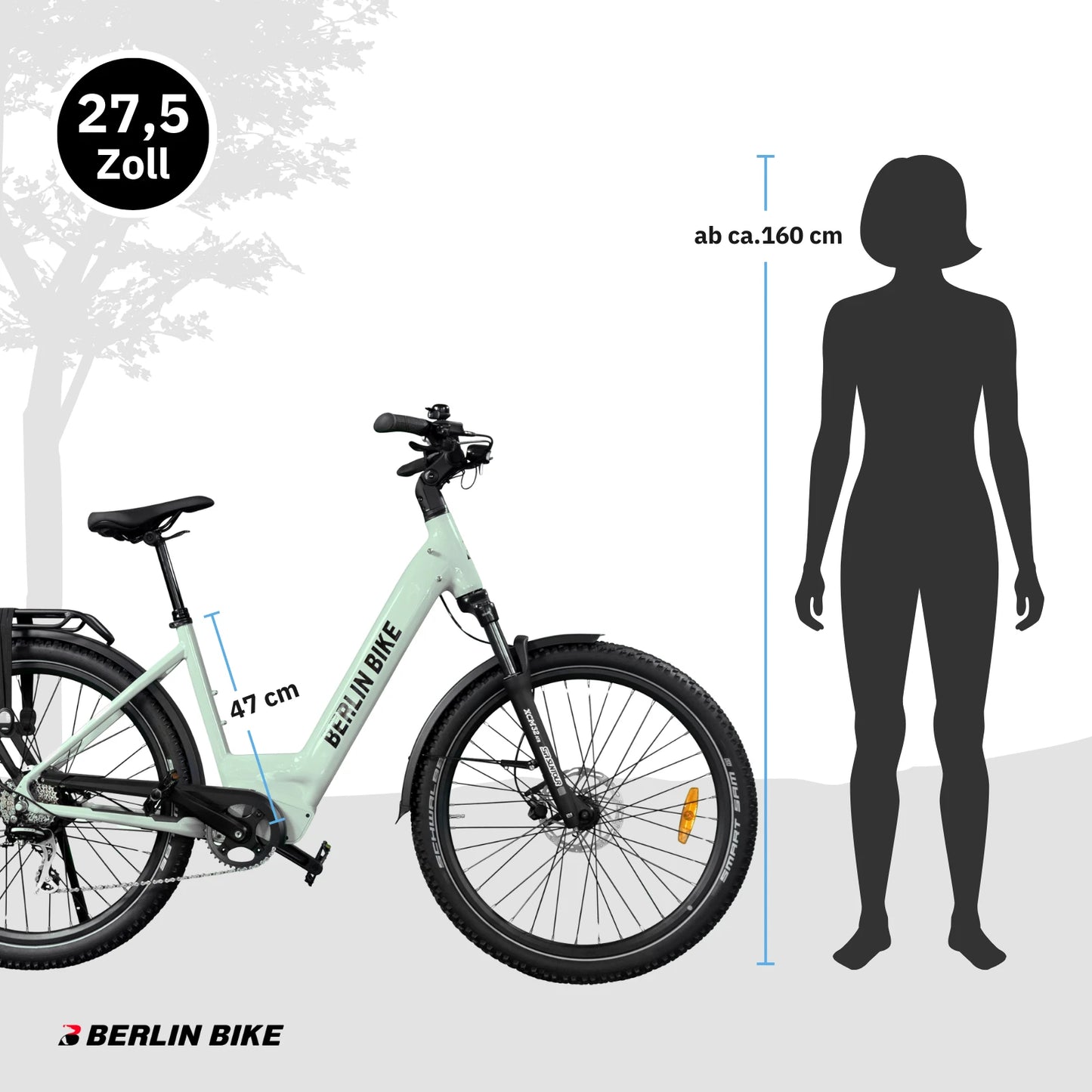Berlin Bike SUV Trekking E-Bike 27.5 Inch, Ebike hellgruen groessenempfehlung ab ca 160cm 1080x1080