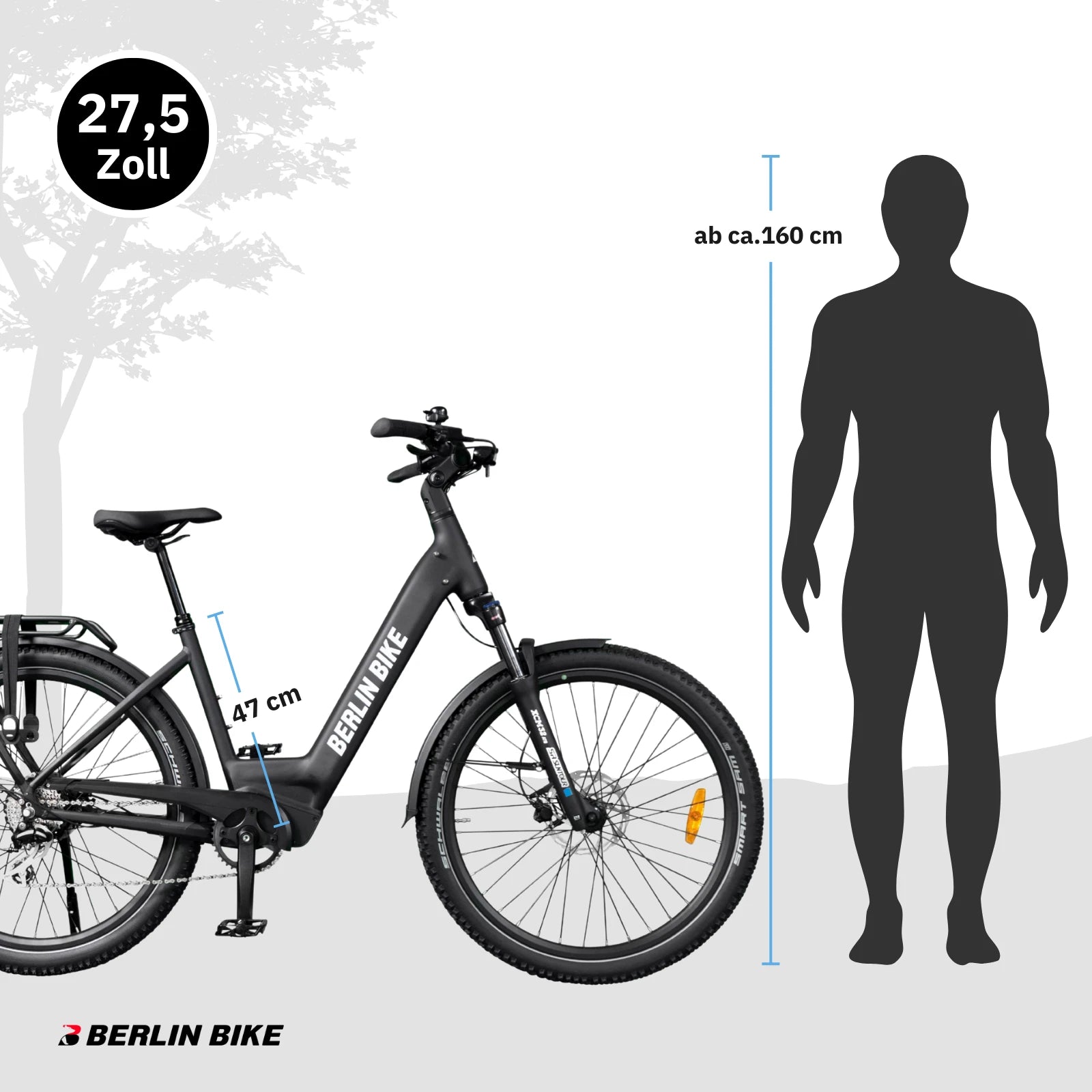 Berlin Bike SUV Trekking E-Bike 27.5 Inch, Ebike schwarz groessenempfehlung ab ca 160cm 1080x1080