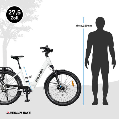 Berlin Bike SUV Trekking E-Bike 27.5 Inch, Ebike weiss groessenempfehlung ab ca 160cm 1080x1080