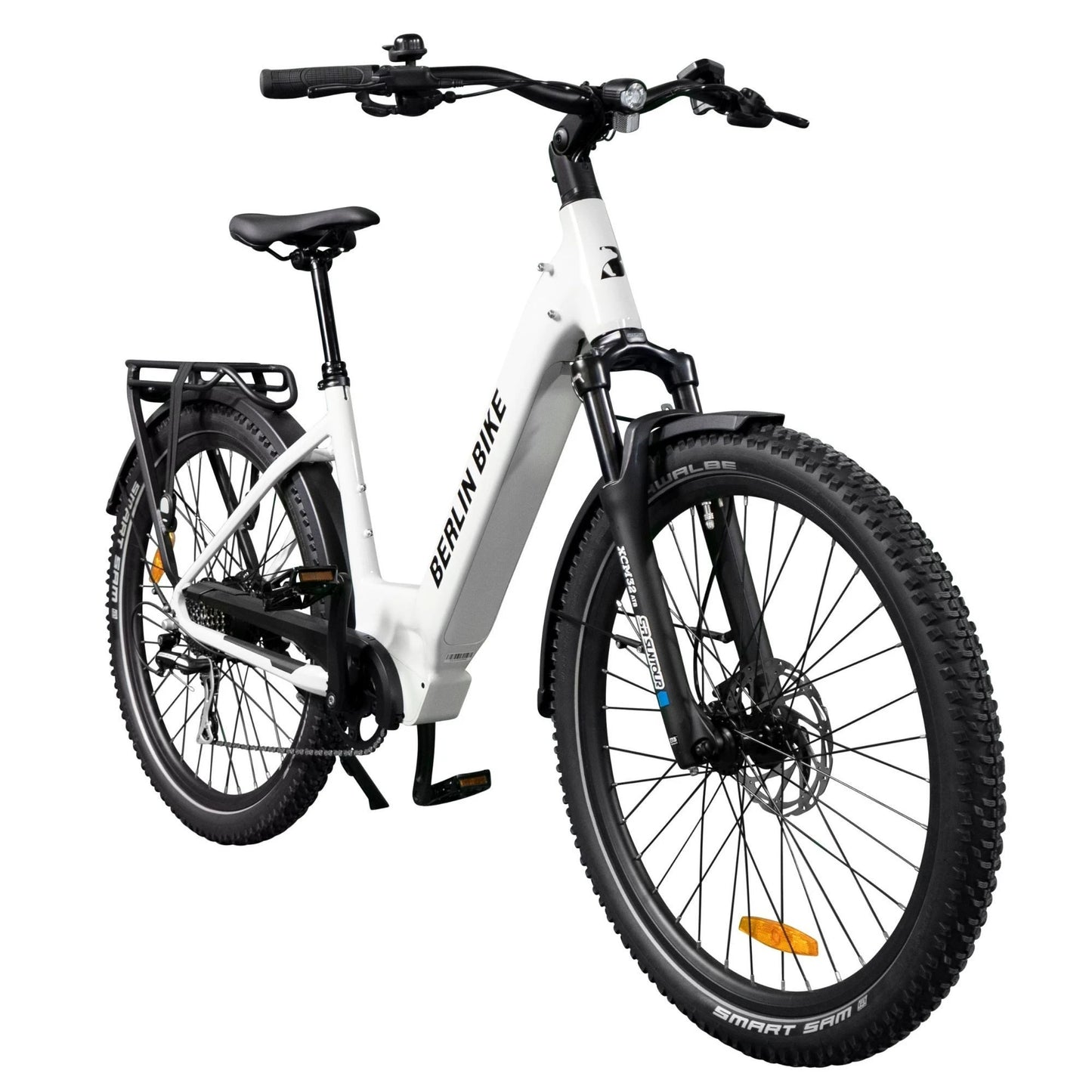 Berlin Bike SUV Trekking E-Bike 27.5 Inch, Weiss 45grad frontansicht 1080x1080