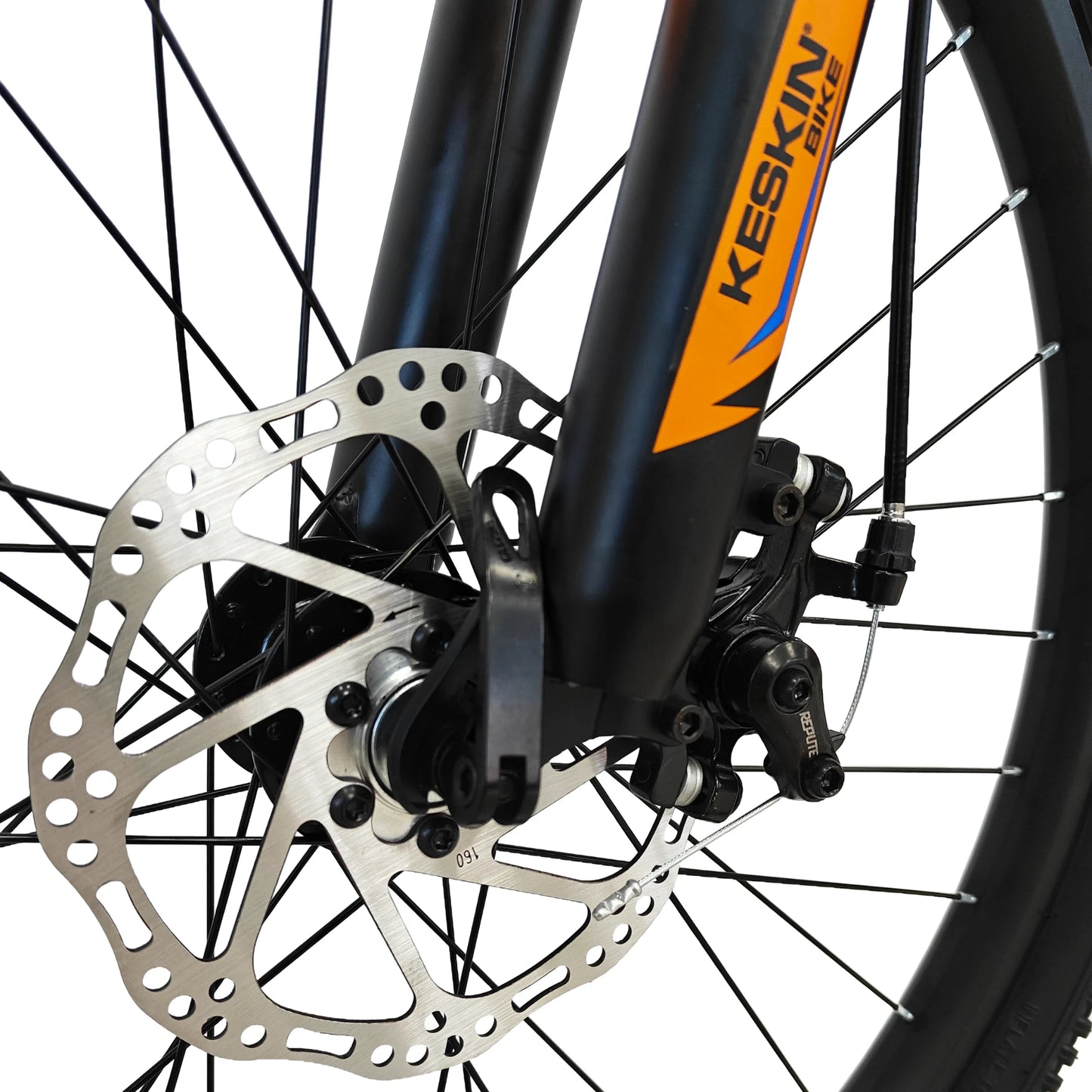 Keskin EBike MTB1 Youth Mountain Bike 24 Inch, Zoll orange vorne diskbremse ansicht 1080x1080