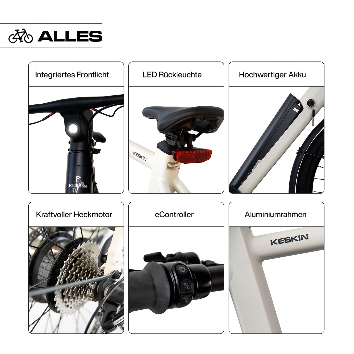 Keskin EBike cBike1 City E-Bike 28 Inch, Matt sand teile detailfotos 1080x1080