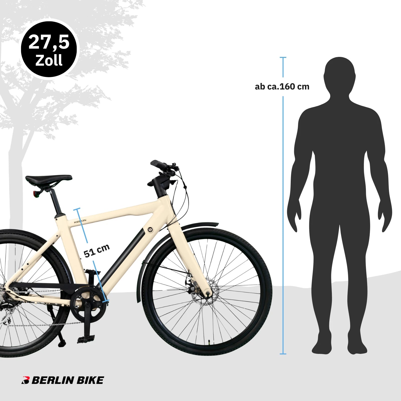 Keskin EBike cBike1 City E-Bike 28 Inch, 27 5 zoll matt sand groessenempfehlung ab ca 160cm 1080x1080
