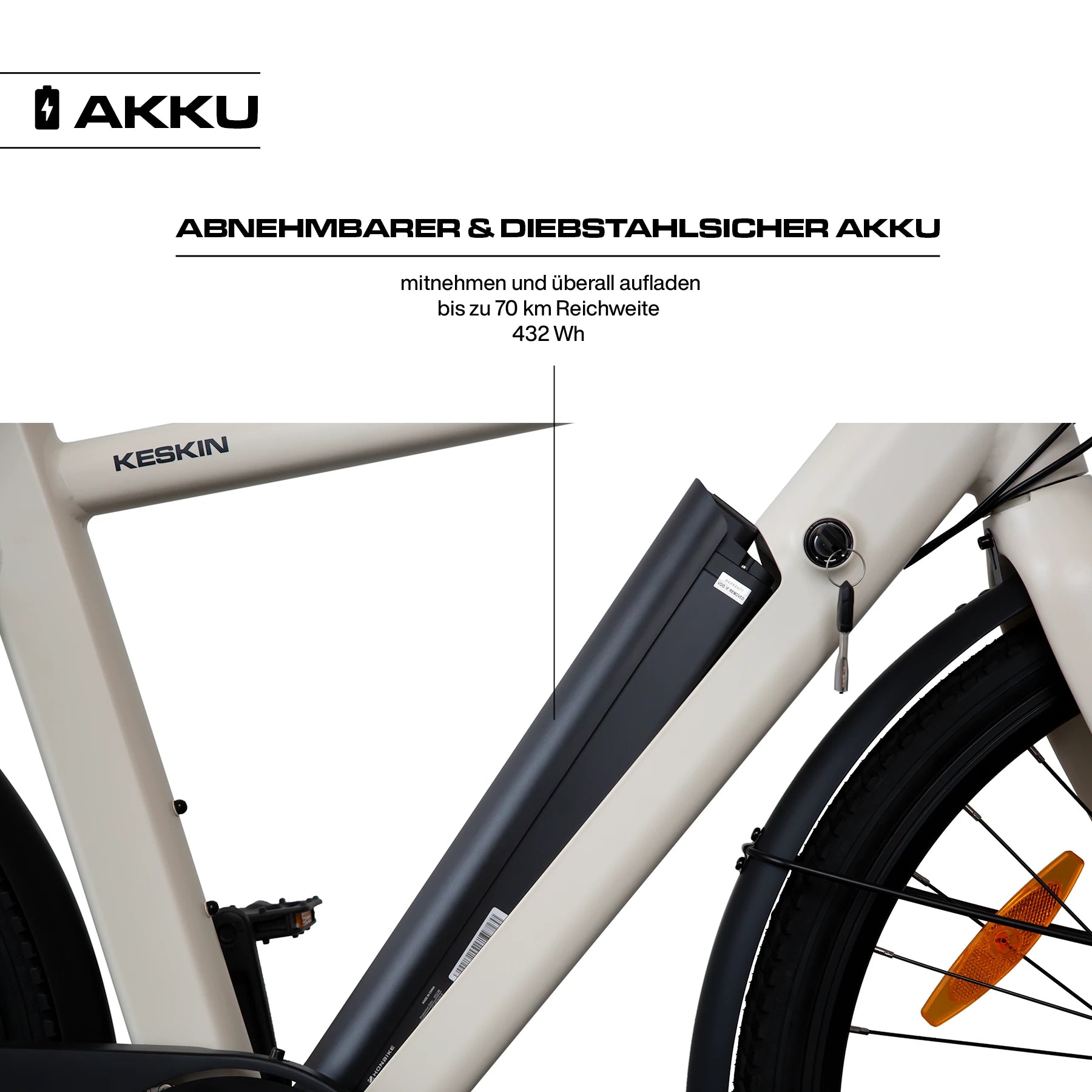 Keskin EBike cBike1 City E-Bike 28 Inch, Matt sand akku 70km reichweite 1080x1080